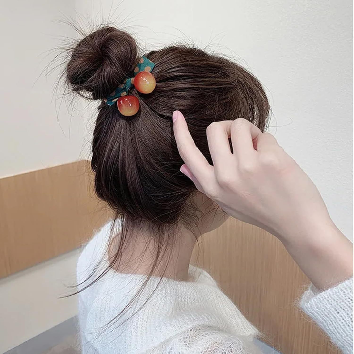11g Weight Hair Tie Hair Accessories Type 1 Piece, 1 Set Quantity Casual, Daily Occasion Cherry Pattern All Seasons Season Women's Gender Sweet Style Sweet Women's Cherry Cloth Hair Tie 2