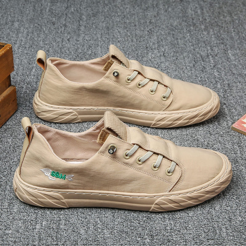 2021 summer Men's Shoes A pedal canvas shoe Korean Edition man ventilation White soft sole Casual shoes Borneol skate shoes