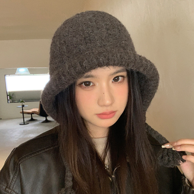 甜美百搭卷檐毛线帽子女秋冬大头围显脸小套头帽户外防寒保暖帽新|undefined