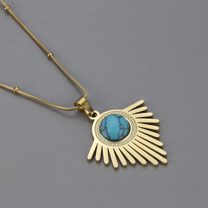 Simple Style Geometric Titanium Steel Earrings Necklace Artificial Gemstones Stainless Steel Necklac