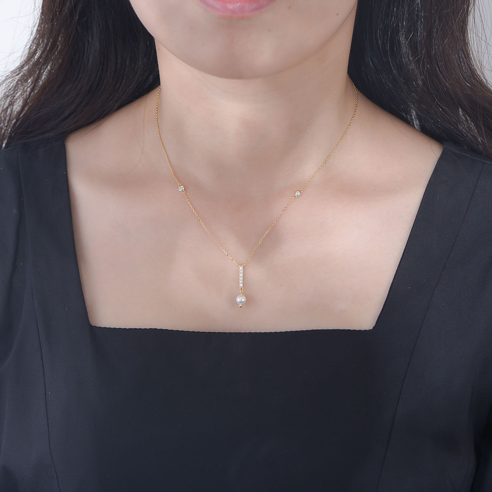 Europa y América ins estilo geométrico simple borla collar de perlas nicho femenino diseño sentido s925 plata esterlina ZIRCON clavícula cadena