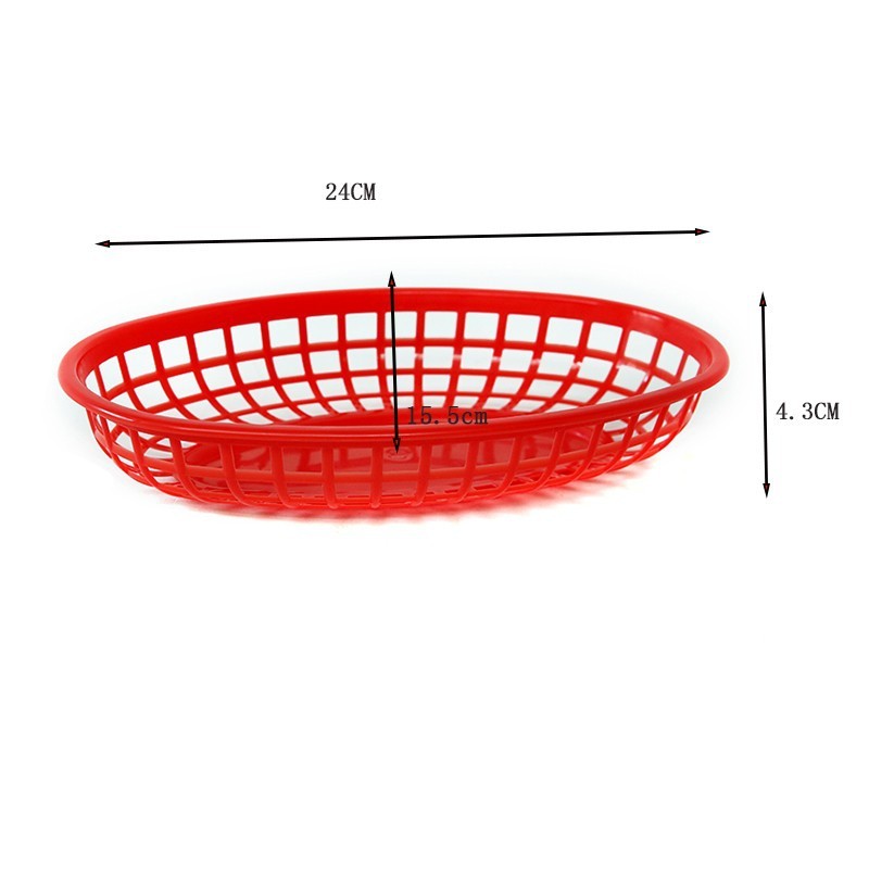 工場はプラスチックの果物かごのカラー楕円の透かし彫りの果物の野菜のかごのポテトチップスのハンバーガーのかごのフライドチキンのパンのかごを供給します。|undefined