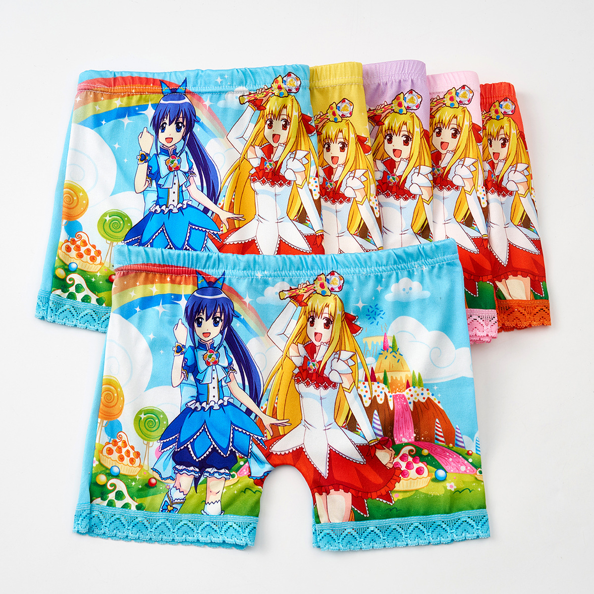 Girls' Underwear Milk Silk Cartoon Lace Girls' Boxer Pants Wholesale Foreign Trade for Small and Medium-Sized Children