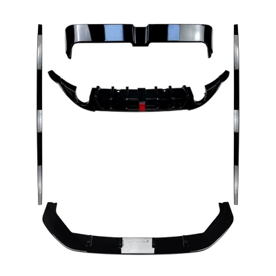 Suitable for Volkswagen Golf Golf 7 Gti Front Lip Side Skirt with Light Tail Lip Spoiler Tail Wing Top Wing Modification (Spoiler) - complete-set-of-piano-black-high-7-gti-body-parts-with-lighted-tail-lip-2013-2016