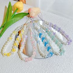 Bingbing transparent cloud jelly diy creative mobile phone chain small flower pearl mobile phone case decorative lanyard mobile phone pendant