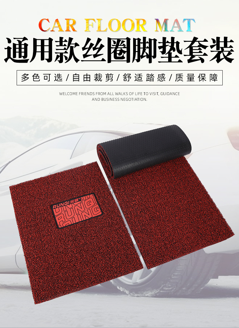 18mm Car Wire Loop Mat Set, Universal Car Mats with Hot-Melt Adhesive Backing, Pvc Non-Slip Entryway Floor Mat