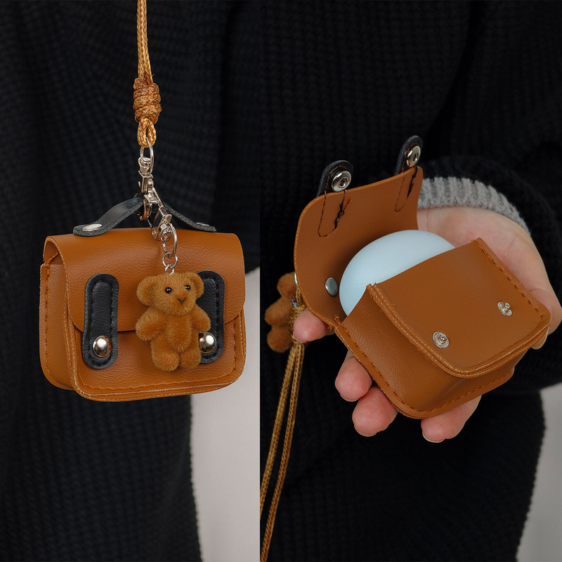 Ins Style Cute Creative Leather Bluetooth Headset Storage Bag Charging Wireless Headset Bag Fresh Portable Headset Bag