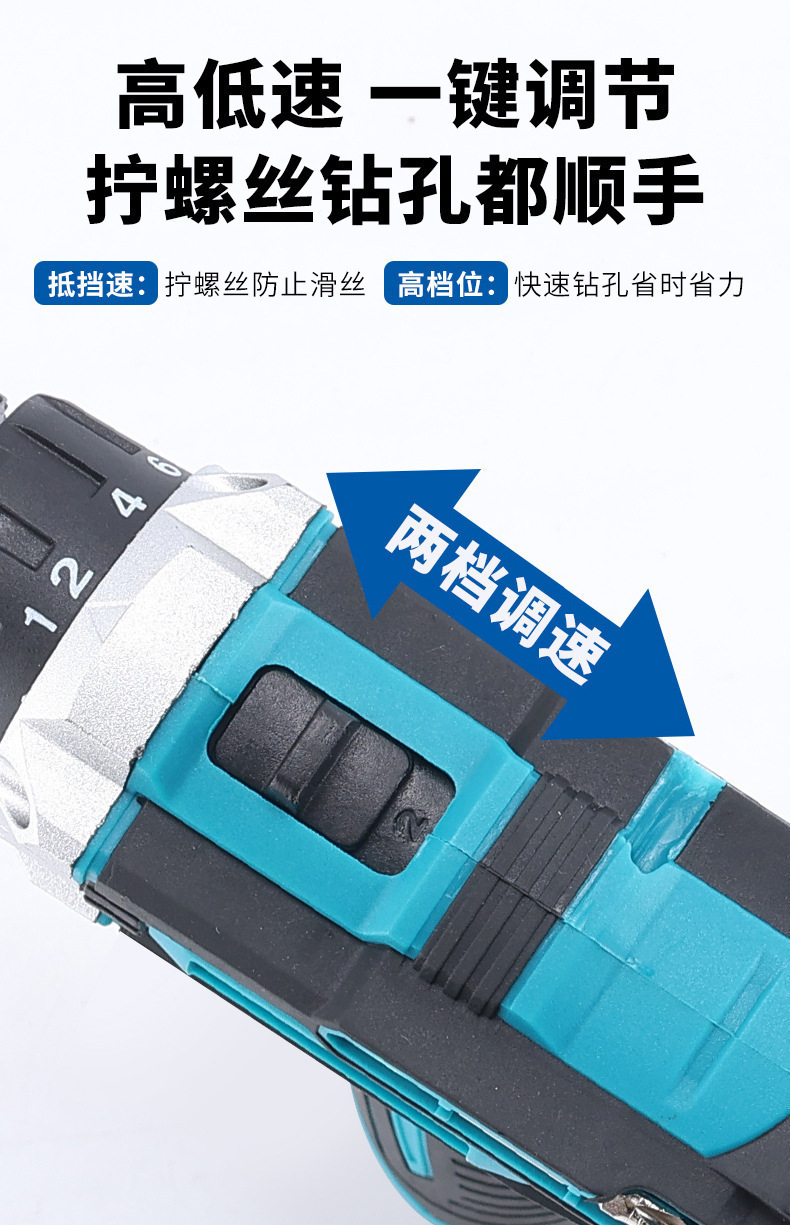 Cross-border Foreign Trade 12V Rechargeable Hand Electric Drill High-Power Dual-Use Lithium Battery Drill Driver Cordless Screwdriver Set