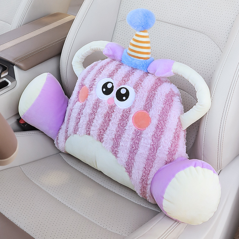 車のヘッドレストと腰の漫画ぬいぐるみカーシート背もたれクッションネックピロー枕かわいい車のインテリア用品女性用|undefined