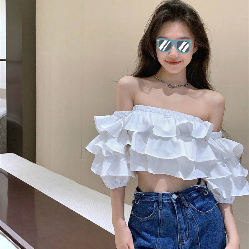 Summer New Pure Lust Hot Girl Design Sense One-shoulder Niche Chic Ins Short Top Short-sleeved Shirt Women