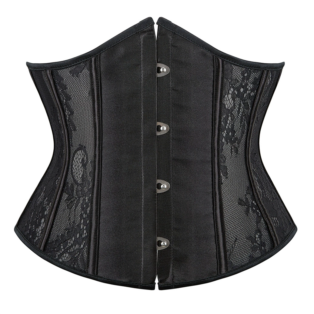 Waist cincher (women) short waist belt, lace breathable shapewear, black, sizes S–6XL