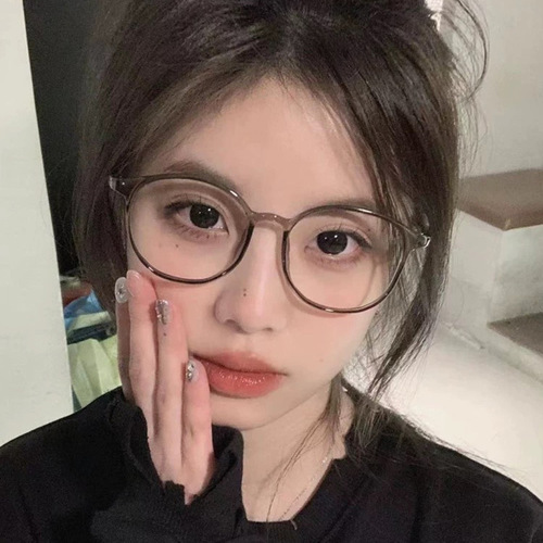 Retro plain women's glasses, women's high-end sense ins anti-radiation and anti-blue light flat glasses can be equipped with myopia glasses