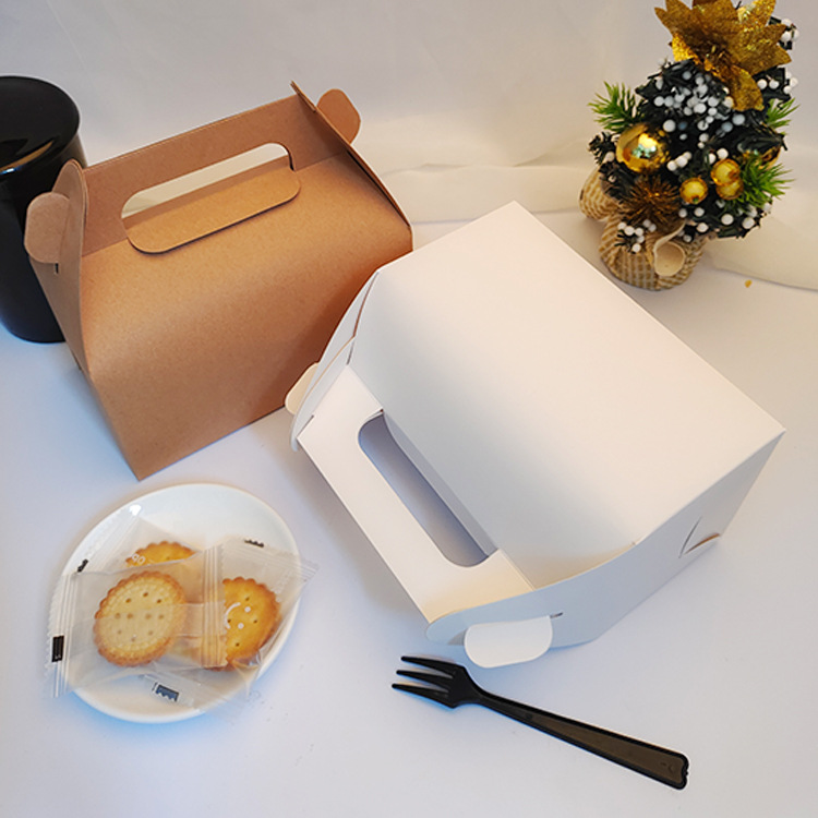 牛皮白卡纸手提慕斯西点盒通用糖果蛋糕小盒子蛋挞盒烘焙包装礼盒