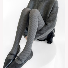 秋冬美式复古斜纹提花性感几何镂空连裤袜y2k个性显瘦咖色裤袜女