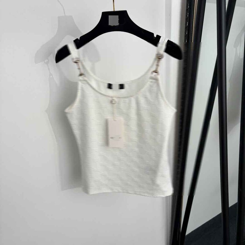 High-End Foreign Trade Style Slim-Fit Dopamine New Style Monogram Gg Jacquard Metal Buckle Pure Cotton Camisole High-End Foreign Trade Style Slim-Fit Dopamine New Style Monogram Gg Jacquard Metal Buckle Pure Cotton Camisole