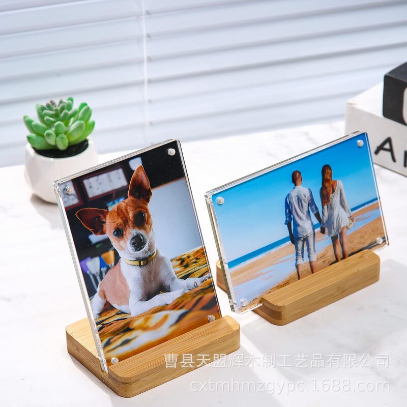 Transparent Acrylic Photo Frame Back Mirror Frameless Photo Frame Couple Best Friend Classmate Photo Crystal Photo Frame Table