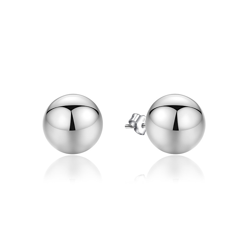 12mm pendientes de Cuentas grandes para las mujeres 925 plata esterlina simple nicho alto sentido 2023 nueva luz de lujo temperamento pendientes
