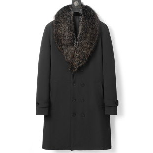 Winter New Men's Parker Coat Raccoon Fur Collar Mid-length Thickened Coat Removable Inner Fur Warm