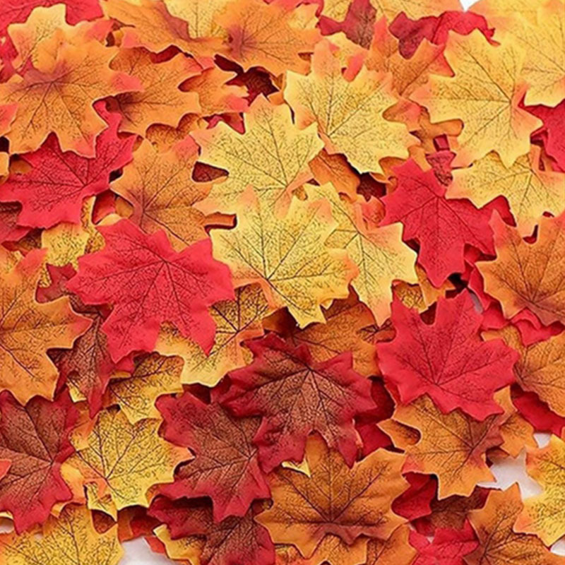 Simulation maple leaf leaves Thanksgiving light autumn mixed color decoration wedding leaf background red maple leaf film and television props
