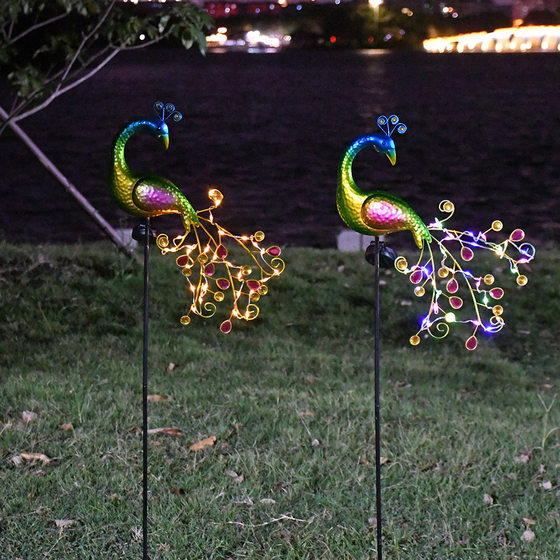 Cross-border Amazon solar peacock lamp courtyard garden decoration crafts lawn lamp villa layout plug lamp