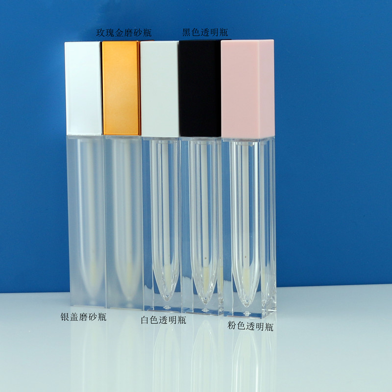 Fábrica en stock al por mayor cuadrado simple blanco 6ML tubo de brillo de labios tubo de lápiz labial tubo de esmalte de labios tubo vacío logotipo imprimible