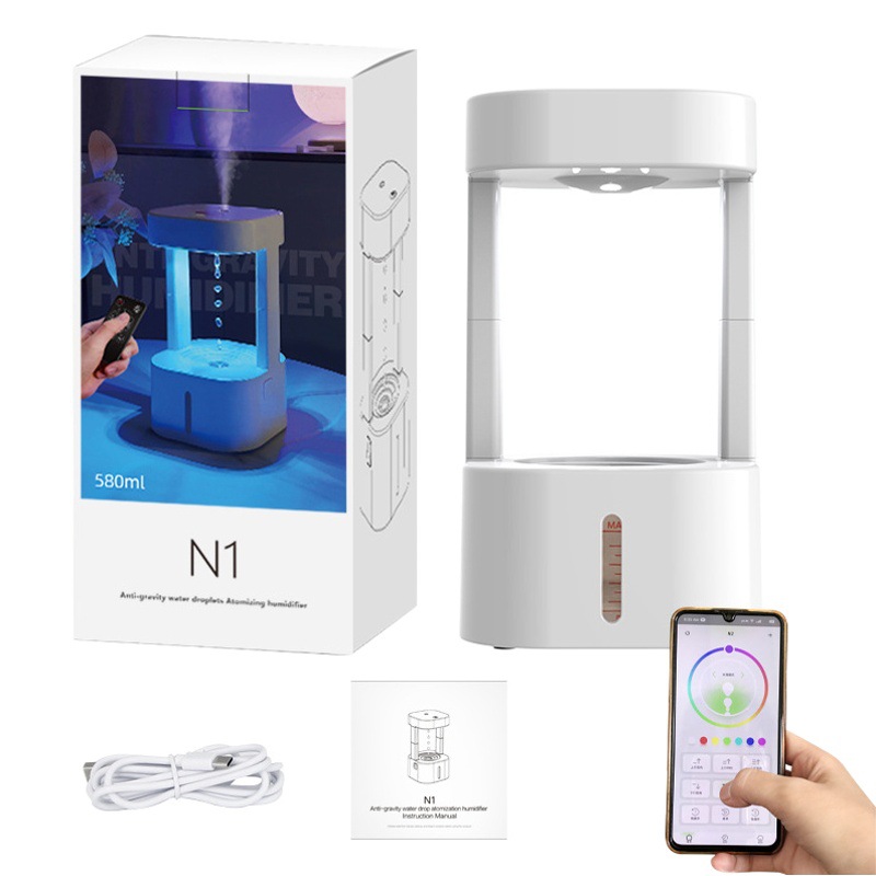 Humidificador de gran pulverización para comercio exterior, humidificador de humedad para sala de estar, dormitorio, purificación de aire, aromaterapia, humidificador antigravedad de escritorio para el hogar