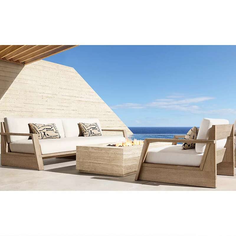 Outdoor furniture sofa teak sofa hotel wooden high-end modern lounge suit