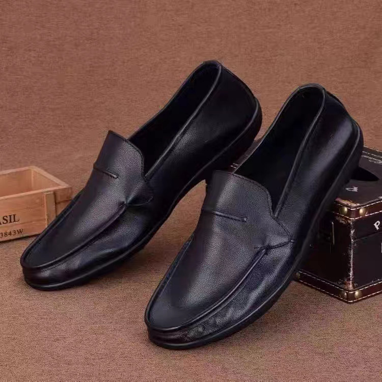 Men's Leather Shoes, Casual and Versatile, Slip-On, Soft-Soled, Breathable Men's Shoes, Thin Loafers, Lightweight Commuting Leather Shoes Wholesale
