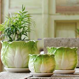 花盆陶瓷大号带托盘简约绿萝阳台吊兰创意个性多肉小花盆