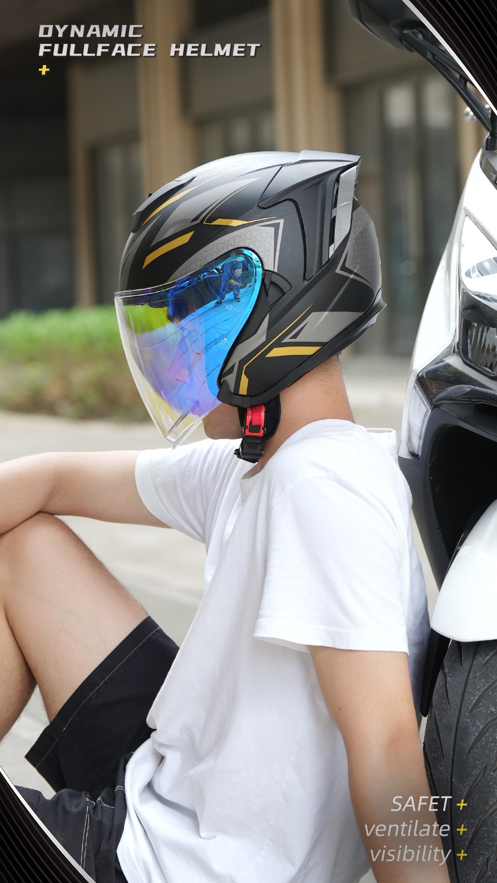 RSV 3/4 Helmet for Men, Motorcycle Half Helmet, 3/4 Electric Vehicle Summer Helmet, 3C Certified, All-Season Safety Helmet