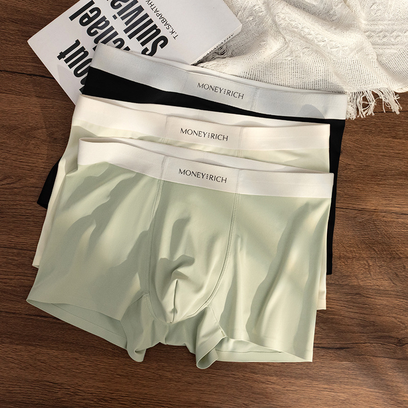 Verano helado sensación fría transpirable sin marcas antibacterianas pantalones de hombre sudor absorción de color sólido cuadrícula al por mayor