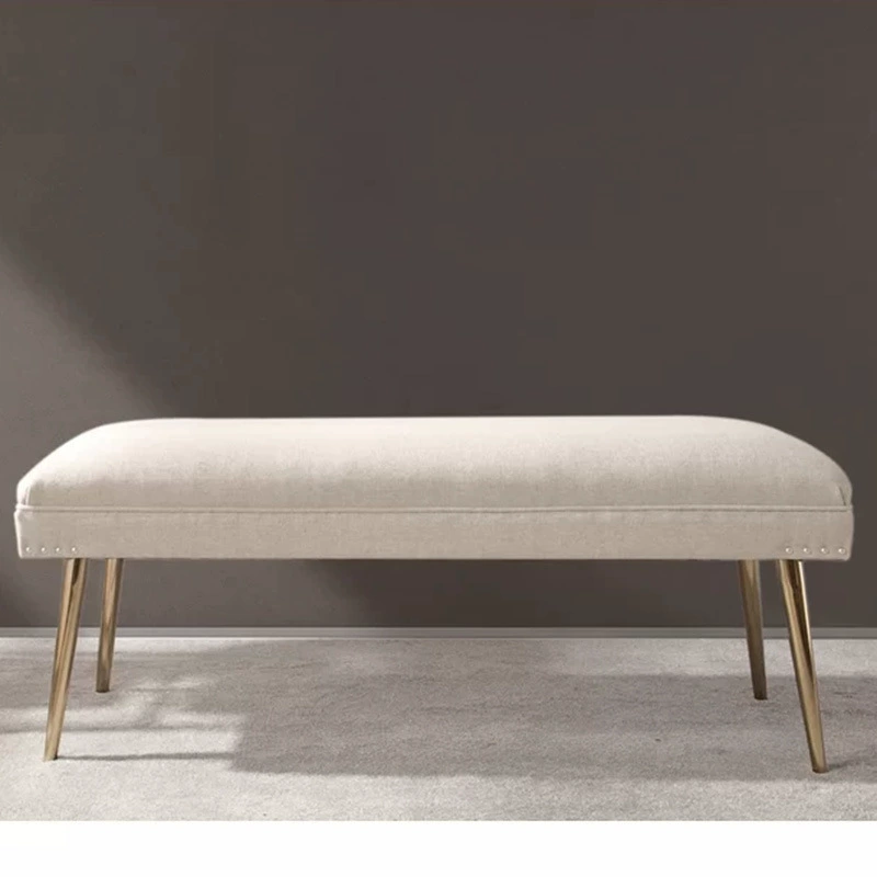 Роскошный табурет для кровати в скандинавском стиле, табурет для гардеробной, табурет для смены обуви из льна, длинная скамейка, табурет для дивана из бархатной ткани, перед кроватью J ^