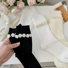 Lolita 3D Rose Socks for Women, Korean Style Retro Sweet Girl Spring and Autumn Outwear,JK Loafers Socks for Fashion Netease