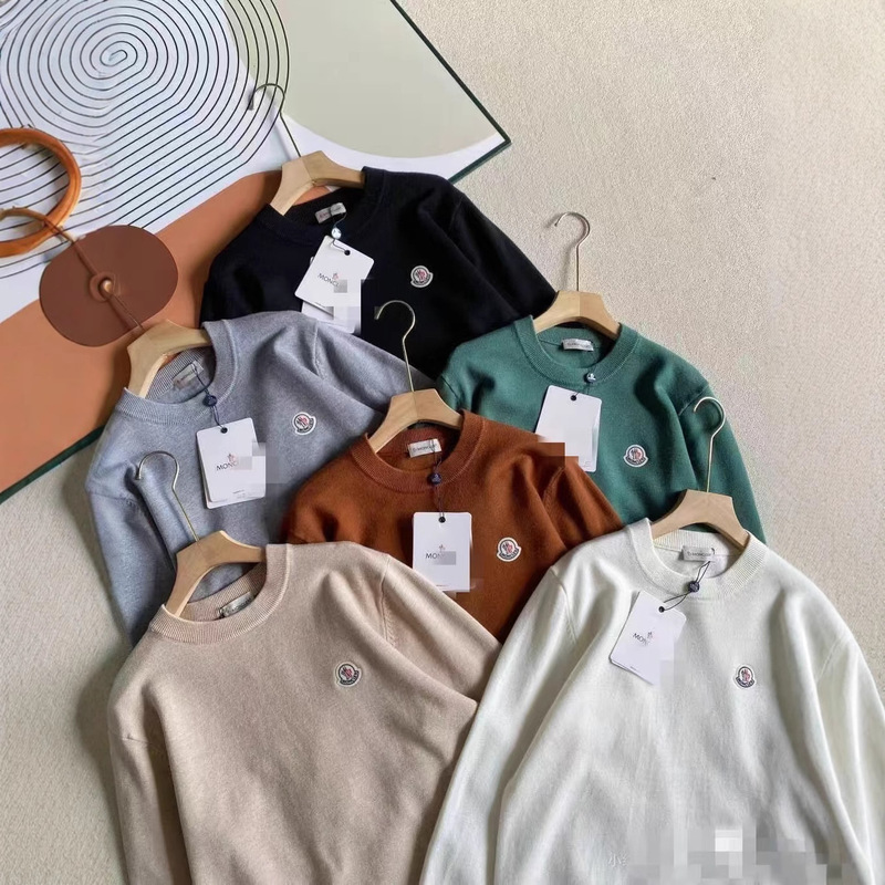 Cross-Border Monlec Autumn and Winter Embroidered Logo Thickeneded Round Neck Large Size Versatile Loose Men's and Women's Same Style Couple Sweater