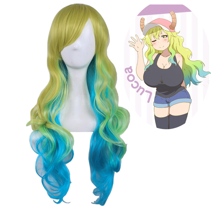 Xiao Lin's Dragon Maid Sister Shake Long Lu Kaya Gradient European and American Anime Wig Universal COS Wig Women's Headgear Xiao Lin's Dragon Maid Sister Shake Long Lu Kaya Gradient European and American Anime Wig Universal COS Wig Women's Headgear