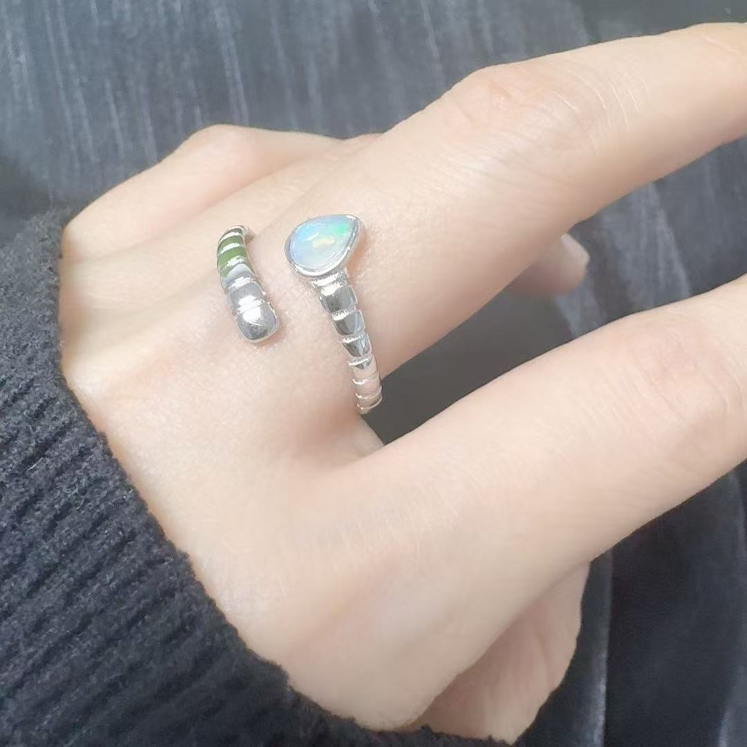 3g Weight Open Rings Classification Adjustable Ring Size 1 Piece Quantity Daily, Street Occasion 925 Sterling Silver, natural stone, Crystal Material Geometric Pattern All Seasons Season Women's Gender Simple Style, Classic Style Style 925 Sterling Silver Natural Stone Crystal Geometric Open Rings 25