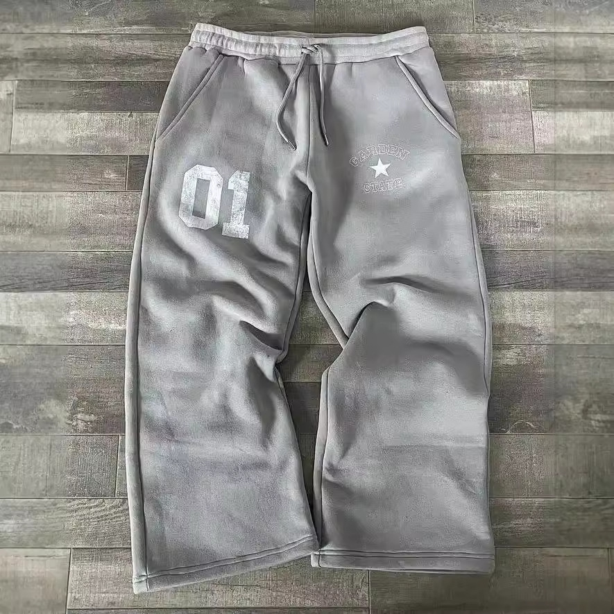 Tarpvalstybinės europietiškos ir amerikietiškos mados raidėmis margintos kelnės tampriu juosmeniu, laisvu, madingos vyriškos ir moteriškos sportinės kelnės_voghion.com