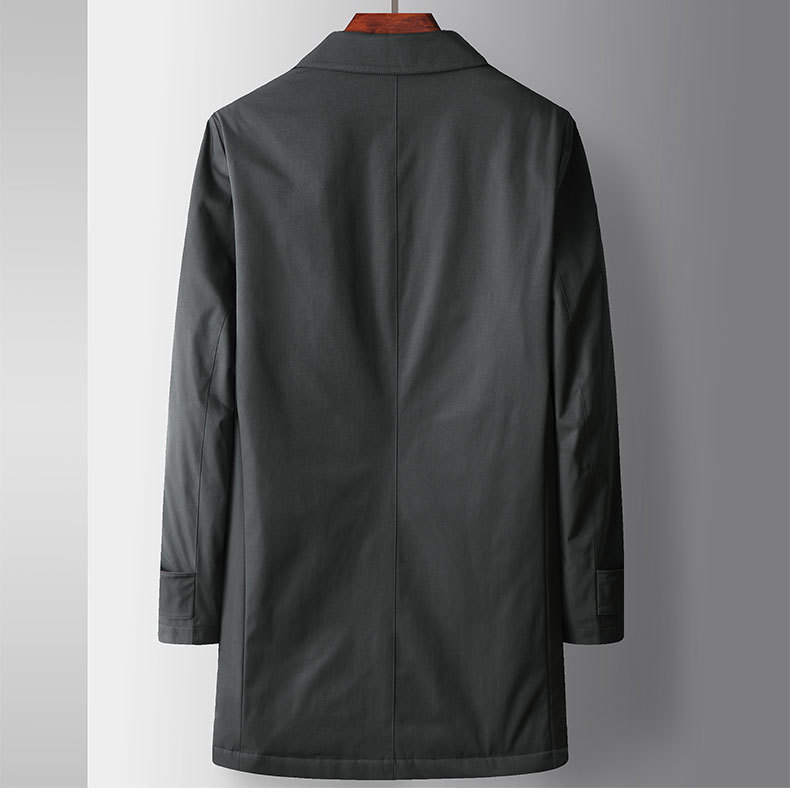 Men's Clothing Men's windbreaker autumn and winter mid length lapel white duck Silk cotton lining thickened middle aged and young business warm jacket_voghion.com