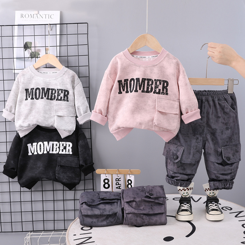 Boys' Autumn Clothing Set, New Style Baby Boy's Stylish Letter Long-Sleeved Sweatshirt Two-Piece Set, Spring and Autum Baby Children's Clothing Boys' Autumn Clothing Set, New Style Baby Boy's Stylish Letter Long-Sleeved Sweatshirt Two-Piece Set, Spring and Autum Baby Children's Clothing
