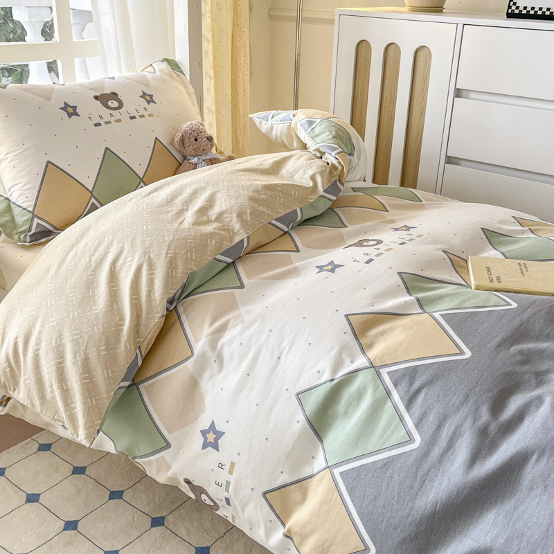 Ropa de cama de tres piezas de algodón para dormitorio de estudiantes universitarios, ropa de cama de algodón, funda de edredón, colchón de seis piezas, bolso de check-in