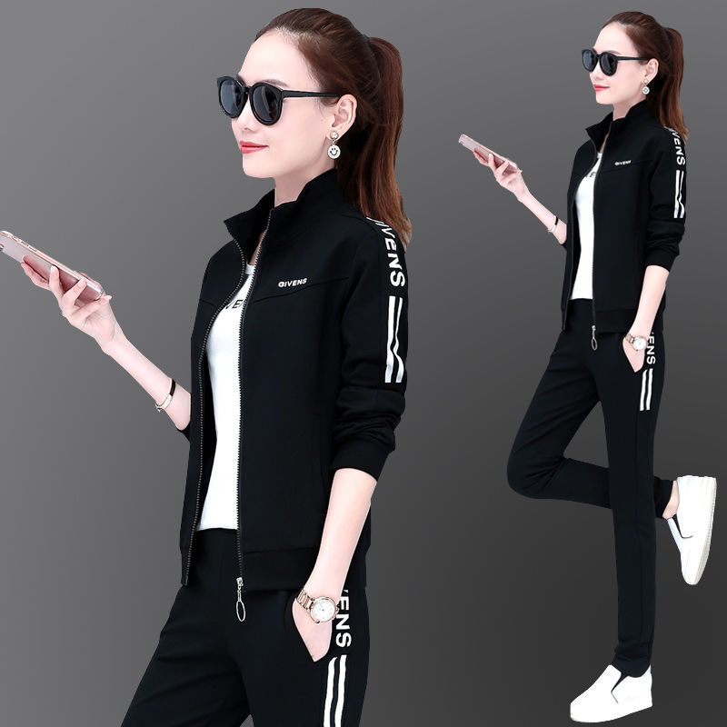 With cotton t sports suit women's autumn 2023 New Fashion Women's Spring and Autumn loose leisure large size two/three piece set