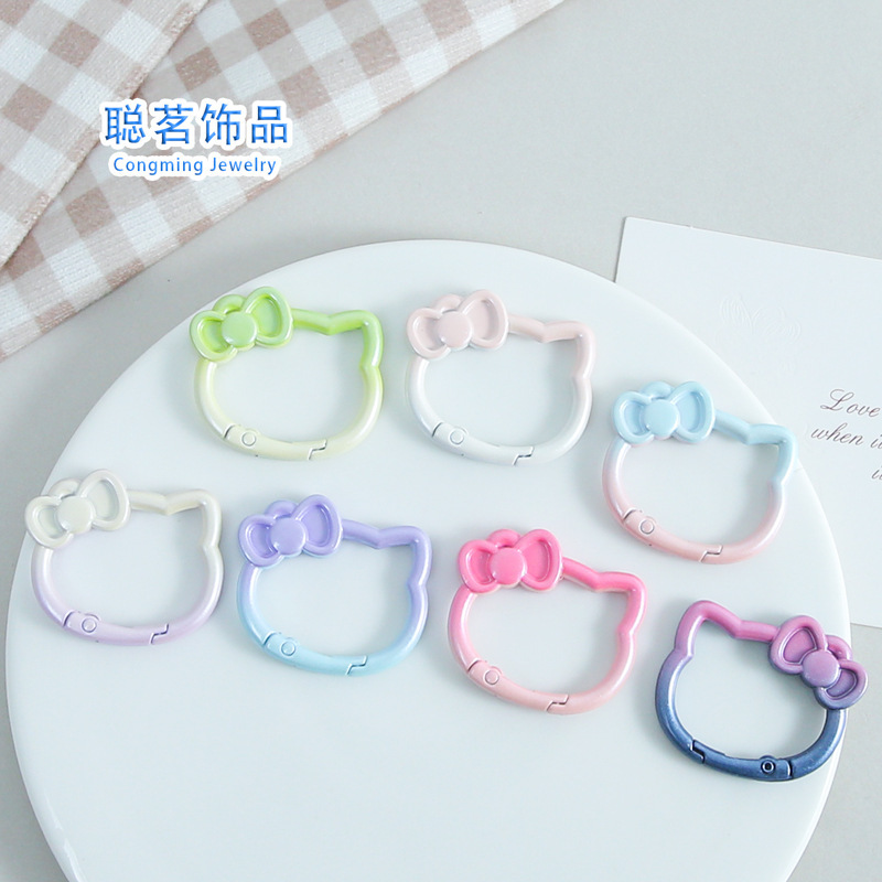 Gradient Laser Kt Cat Spring Buckle Pendant Zinc Alloy Colorful Connecting Ring Keychain Hardware Material Accessories Wholesale Gradient Laser Kt Cat Spring Buckle Pendant Zinc Alloy Colorful Connecting Ring Keychain Hardware Material Accessories Wholesale