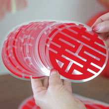 锁美家居婚房装饰布置植绒静电水粘喜字贴玻璃门窗家具楼梯双喜字