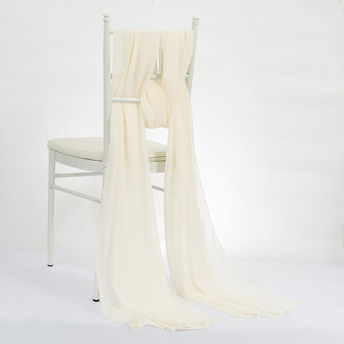 Simple modern Nordic style wedding party banquet chair cover yarn decoration polyester solid color chiffon fabric chair cover