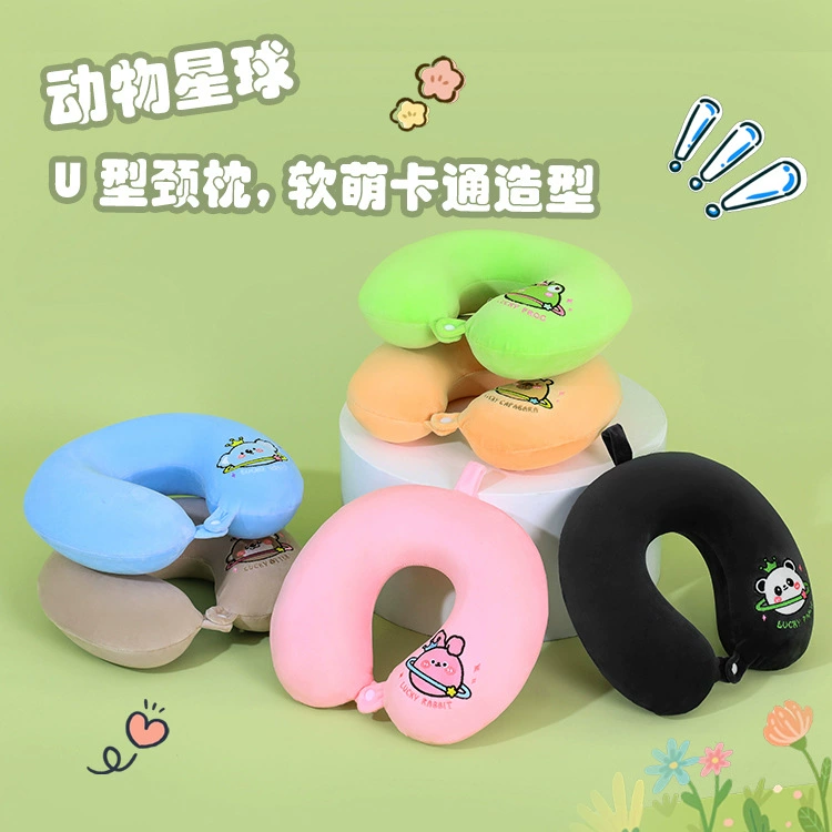 Однослойная подушка для сна из пены с эффектом памяти, U-образная подушка для шеи с вышивкой в виде мультяшного персонажа, подарок для офиса, акция, U-образная подушка для студентов.