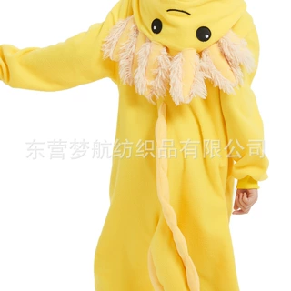 儿童黄蝾螈卡通动漫连体睡衣鲨鱼秋冬库巴家居服摇粒动物绒睡衣