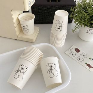 Korean ins Original Bear Paper Cup Simple Coffee Cup Water Cup Home Thickeneded Office Disposable Tea Cup