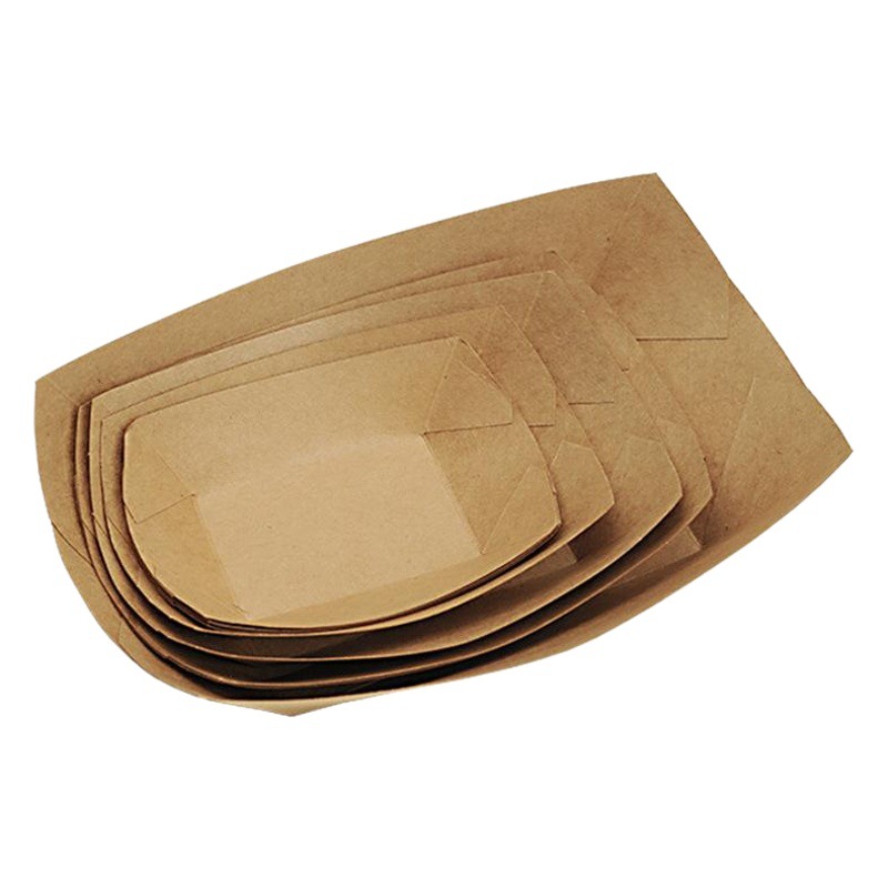 Papel Kraft recubierto caja de barco abierto caja frita desechable caja de papas fritas desechables alas asadas pollo frito bloque barbacoa caja de embalaje