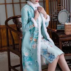 (単独コート) 冬に毛付きファッション改良版チャイナドレスを厚くして、150斤まで着ることができる
