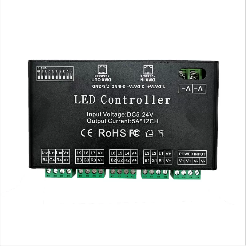 12-канальный декодер DMX512 RGB постоянного напряжения DMX512 контроллер сценического света цветной DMX512 разделение управления